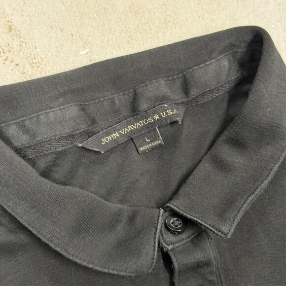 John Varvatos USA Polo Shirt Short Sleeve 100% Cotton Stretch Black Large - Picture 5 of 9